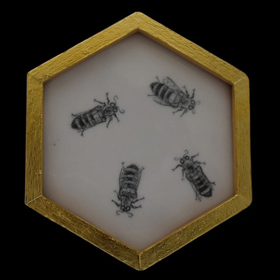 Honeycomb: four bees