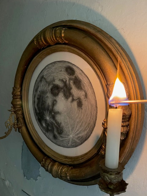 The Snow Moon, 12 February 2025, the foundation drawing produced through a telescope