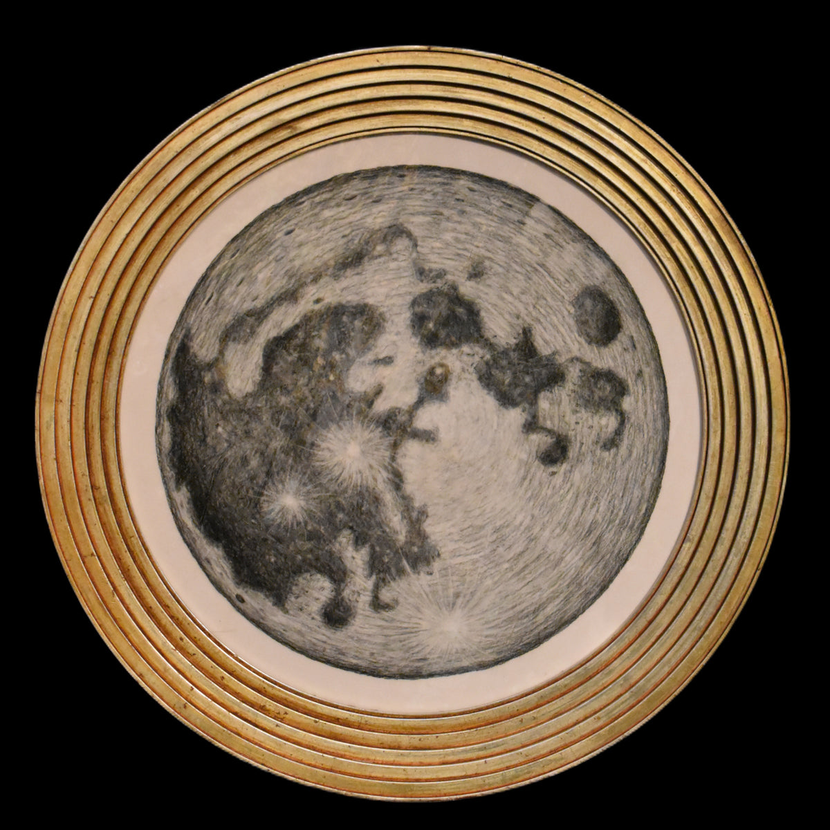 The Moon, in a gilded contemporary circular stepped frame – Tom Rooth